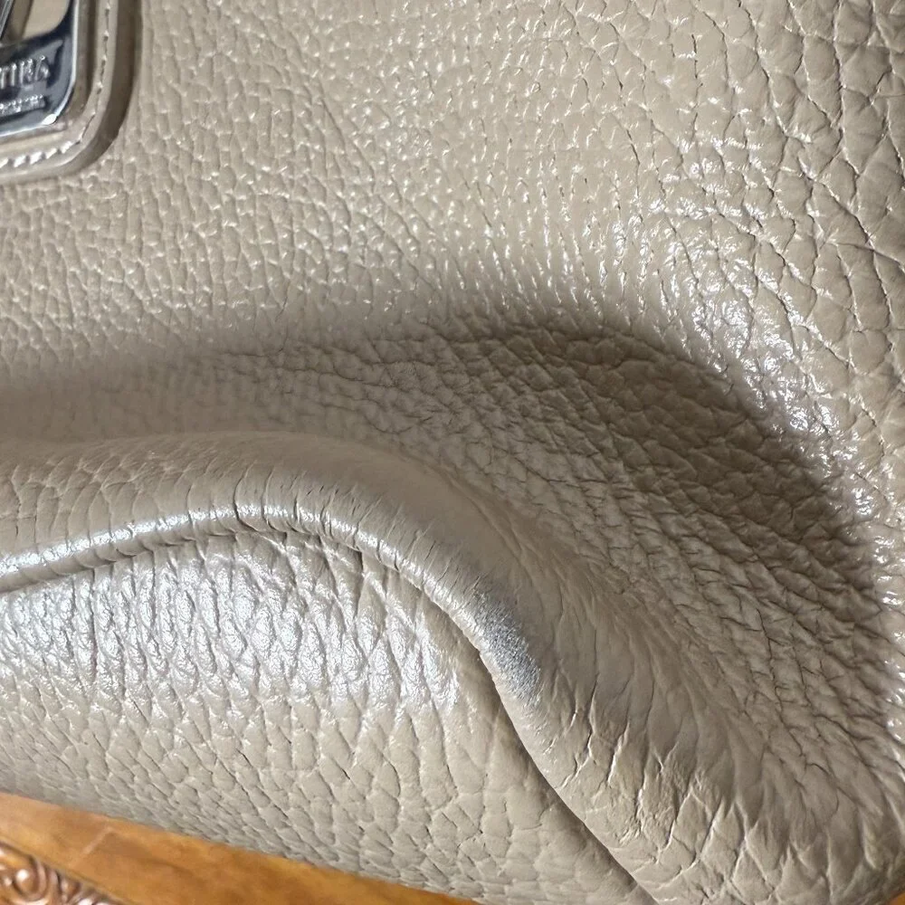 Valentina Italian Bag Sling Backpack Shoulder Pebble Leather Taupe